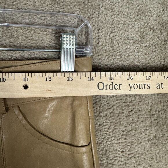 Zara Pants Womens Size Small Khaki High‎ Rise Faux Leather flare Full Length - Picture 5 of 12